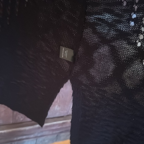 A&I black lacey knit long open front duster/cardigan. Large. - Picture 5 of 8